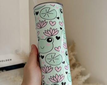 Cute Frog Stainless Steel Tumbler - Cute Gift Ideas - Reusable Tumbler - Dishwasher Friendly Tumbler - Hot Cold Cup Tumbler - Cute Drinkware