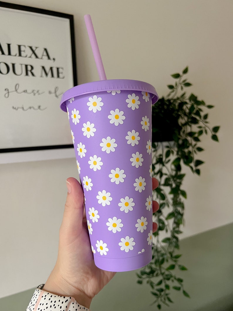 Daisy Cold Cup Reusable Cold Cup Cute Gift Ideas 24oz Reusable Cup Do Revenge Daisy Cup Inspired Iced Coffee Do Revenge Movie image 6