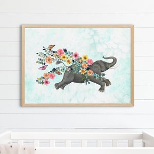 Stampe murali con elefanti, stampe di animali del safari, dipinti di elefanti, illustrazioni della giungla, poster di elefanti, stampe per la cameretta dei bambini, arte per bambini, decorazioni murali per neonati