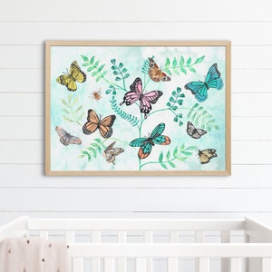 Dipinto di farfalle, poster di farfalle, decorazione murale di farfalle, opere d'arte di animali selvatici, stampe d'arte botanica, stampe colorate, decorazioni per il soggiorno