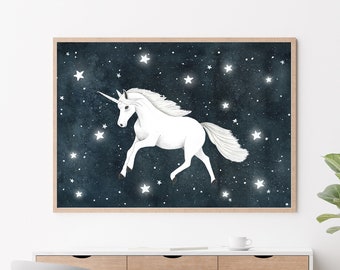 Unicorn printable, Animal art print, Nursery printables, Digital wall art, Kids wall decor, Magic poster, Unicorn illustration, Girls room