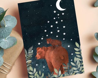 Bear Greeting Card, Custom Message Cards, Birthday Card, Animal Art Prints