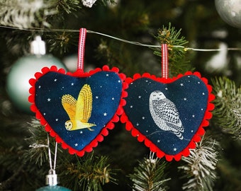 Christmas ornament, Owl decoration, Holiday decor set, Handmade ornaments, Tree decor pack, Hanging decorations, Forest animals, Owls gift