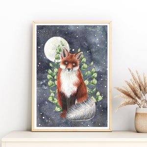 Animali della foresta per la cameretta dei bambini, Decorazioni per camerette con volpi, Decorazioni con cielo notturno per la cameretta dei bambini, Decorazioni con foresta magica, Decorazioni murali con volpi per bambini, Simpatici animali della foresta