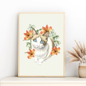 Gender neutral nursery, Cute animal poster for kids room decor, Cat nursery print, kitten wall art, Cat hand painting, Baby animal prints image 1