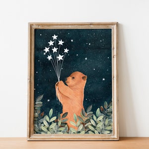 Bären Poster, Nachtbär, Nachtbär, Nachtbär, Sternenhimmel Druck, Waldtiere Wandbild, Nachtbär, Poster für Baby, Kinderzimmer, Drucke