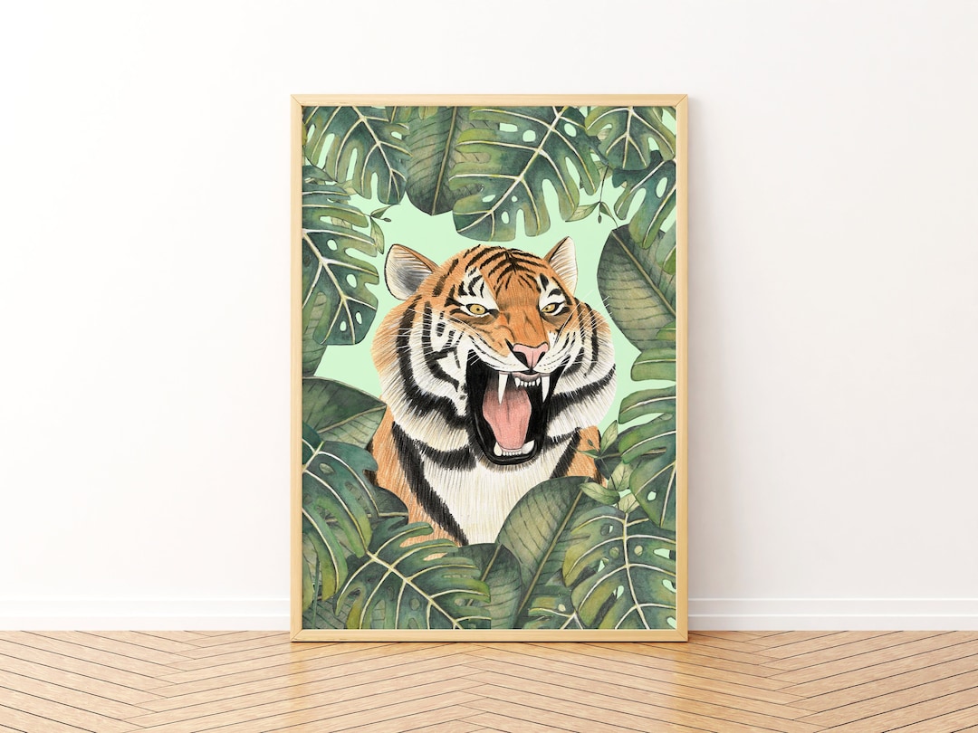 Tiger Wall Art, Jungle Animal Poster, Rainforest Art Print, Jungle ...