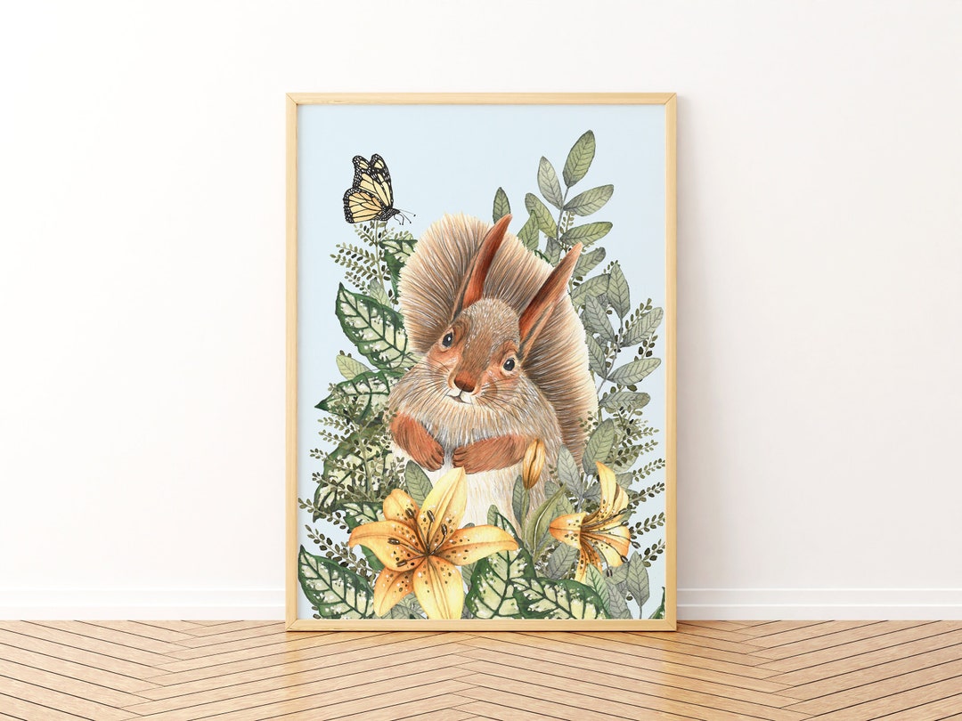 Squirrel Printable Forest Wall Art Animal Digital Print Etsy