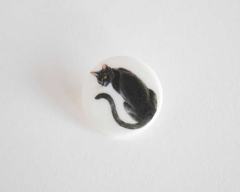 Spille per gatti in ceramica, spilla per gatti neri, spilla per gatti zenzero, spilla per gatti soriano arancione, spilla per gatti grigi, regali a tema gatto, spille in porcellana, regalo fidanzata immagine 6