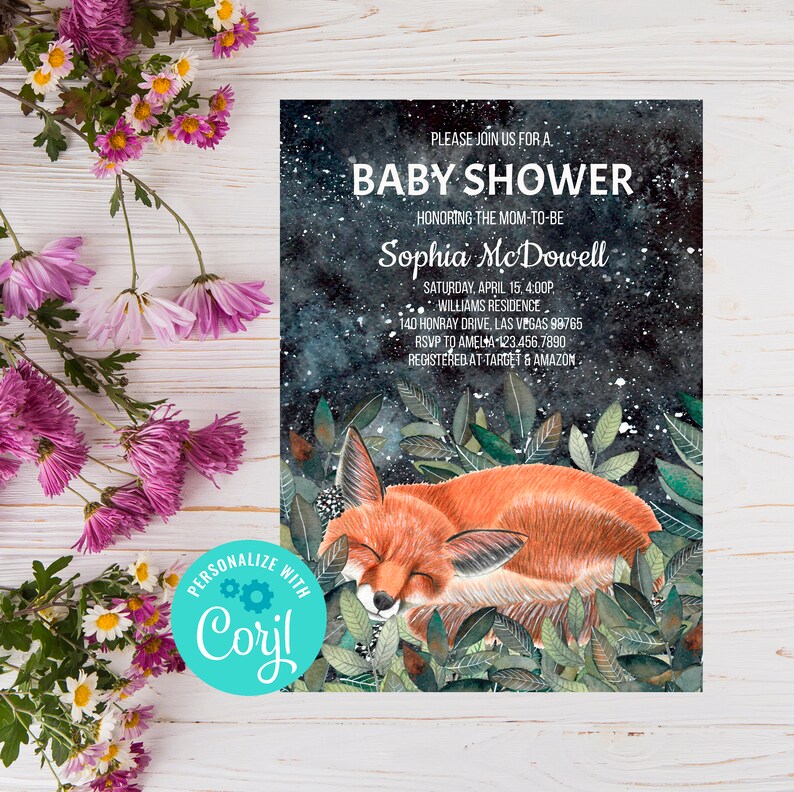 Editable Woodland Baby Shower Invitation Forest Baby Shower Etsy