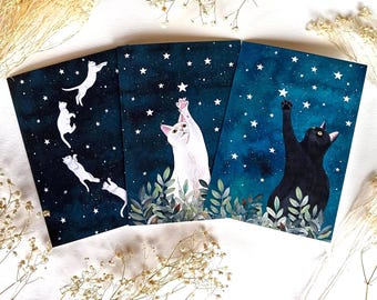 Custom Cat Christmas Cards, Holiday Cards Set, Cat Painting, Cat Lover Gifts, Pet Memorial