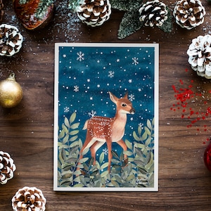 Christmas cards pack, Greeting cards set, 12 Holiday card, Forest animals, Animal illustration, Woodland prints, Owl cards, Winter art print image 7