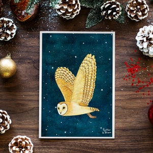 Christmas cards pack, Greeting cards set, 12 Holiday card, Forest animals, Animal illustration, Woodland prints, Owl cards, Winter art print image 2