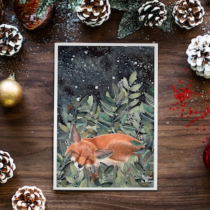 Christmas cards pack, Greeting cards set, 12 Holiday card, Forest animals, Animal illustration, Woodland prints, Owl cards, Winter art print zdjęcie 4