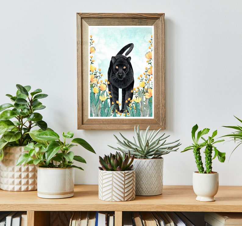 Panther Illustration Jungle Animals Wall Art Rainforest Etsy