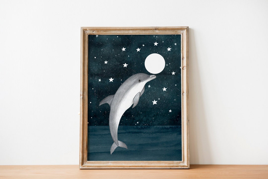 Dolphin Wall Art, Sea Animal Print, Marine Artwork, Dolphin