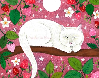 White Cat Wall Art, Pet Custom Name, Kitten Portrait, Personalized Gift, Animal Poster