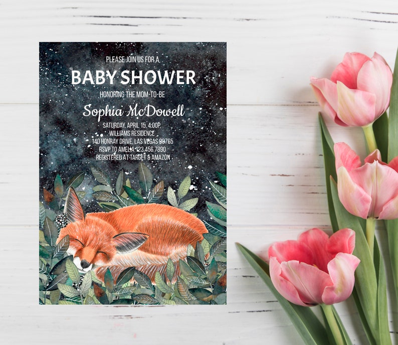 Editable Woodland Baby Shower Invitation Forest Baby Shower Etsy