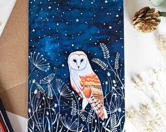 Barn Owl Greeting Card, Birthday Card With Envelope, Forest Magical Art, Personalized Cards