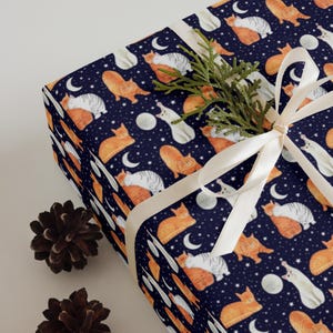 Wrapping paper sheets, Cat wrapping paper, Holiday gift wrap, Cat illustration, Cat themed gifts, Christmas wrapping, Kitten prints