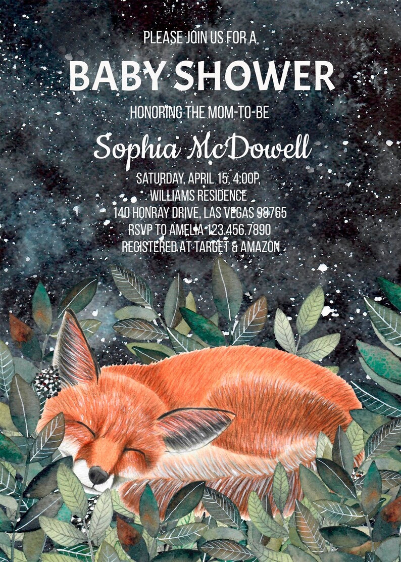 Editable Woodland Baby Shower Invitation Forest Baby Shower Etsy