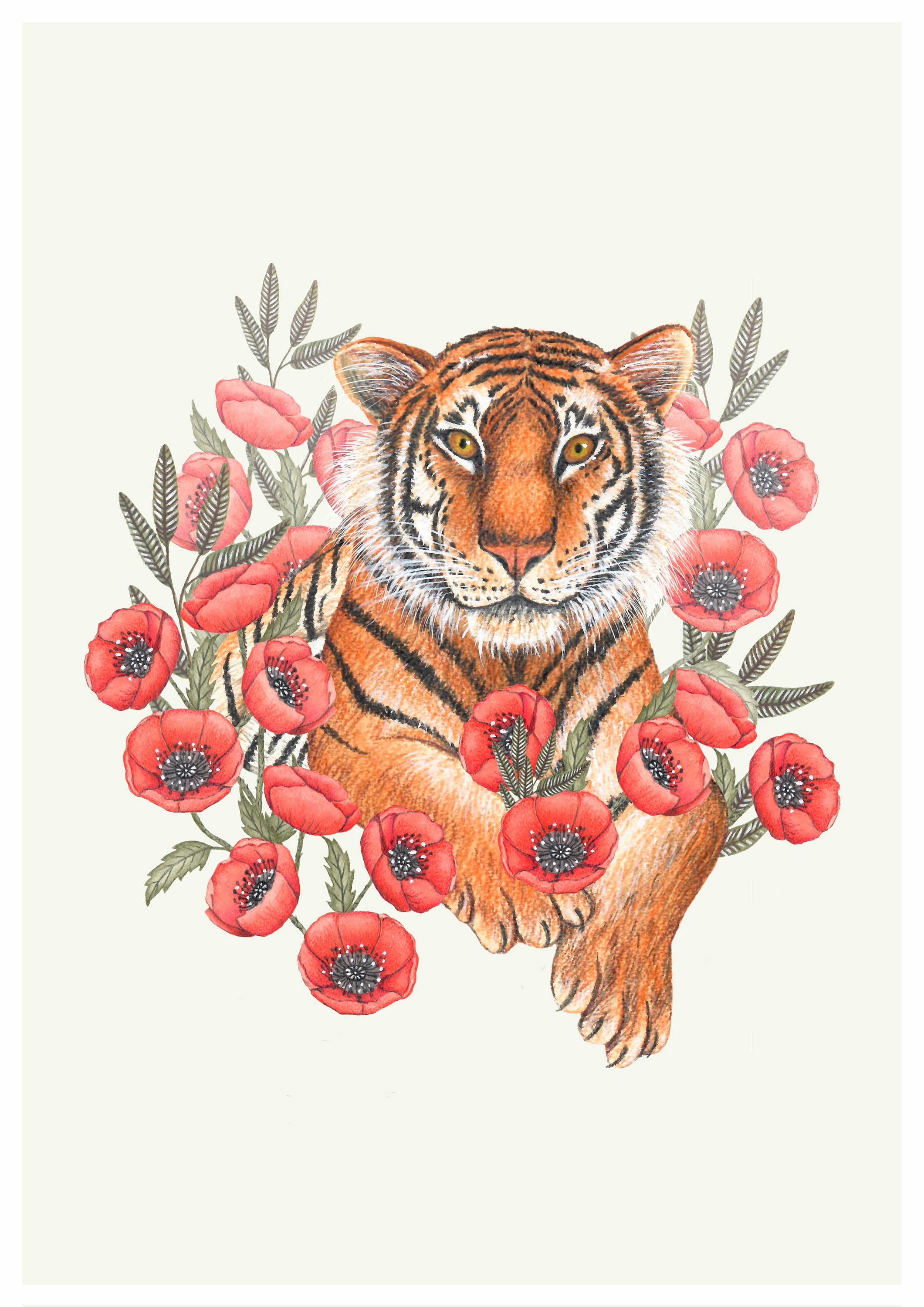 Tigerjunges Druck Bild UNGERAHMT Druck Blume Schwarz Weiß