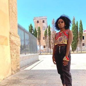 CITY crop top, made in African wax fabric
