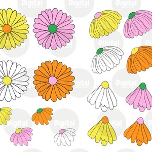 Retro Daisy Clipart, 70s Clipart, Flower Power Hippie Clipart, Groovy ...
