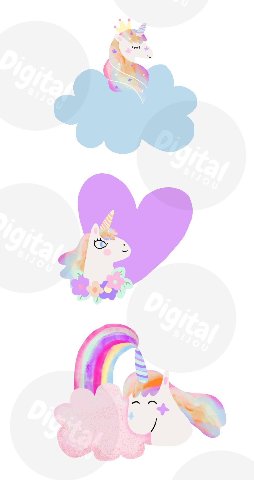 Watercolor Unicorn Clipart - Unicorn PNG Cute Pastel Planner Stickers ...