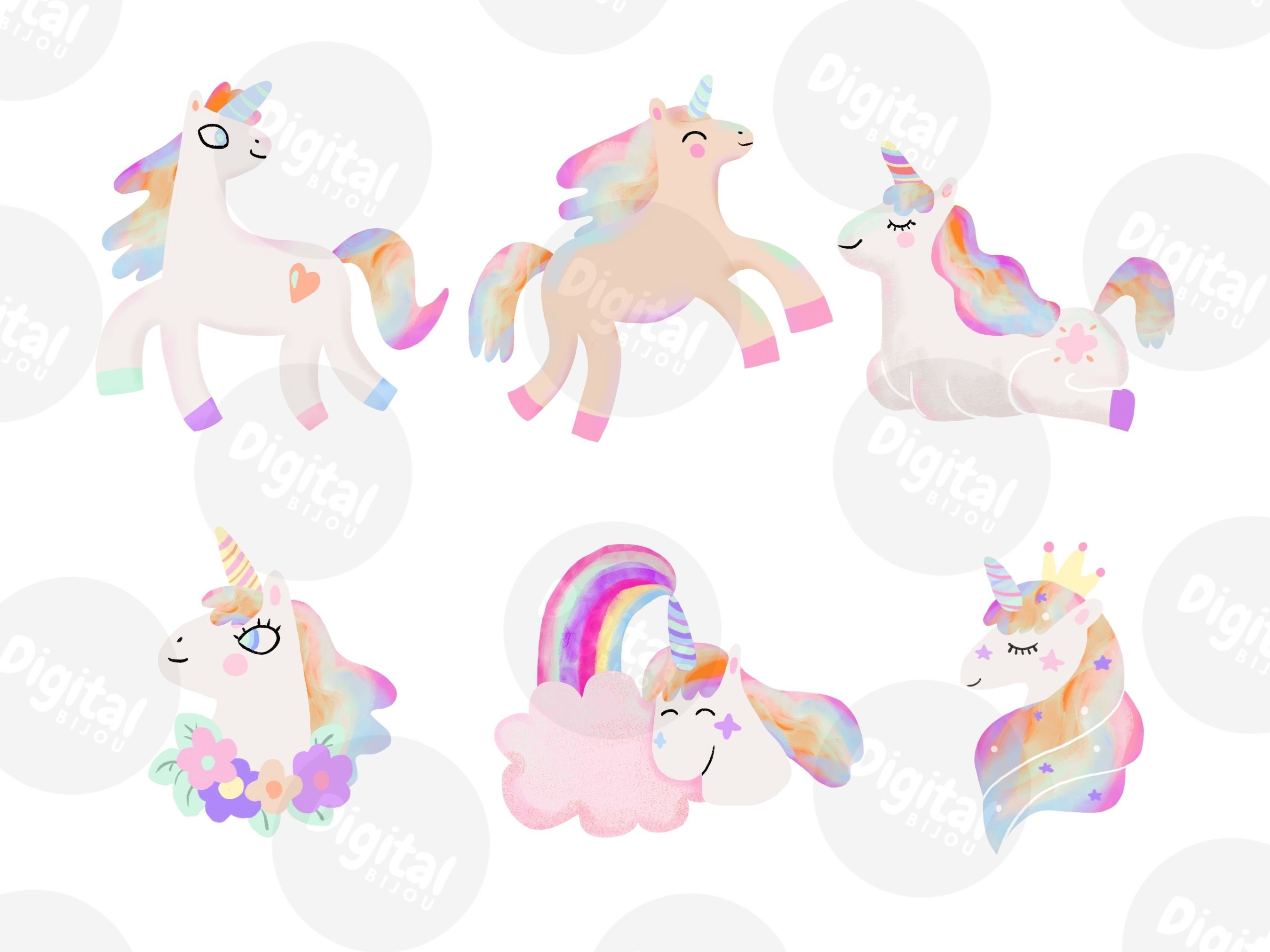 Watercolor Unicorn Clipart - Unicorn PNG Cute Pastel Planner Stickers ...