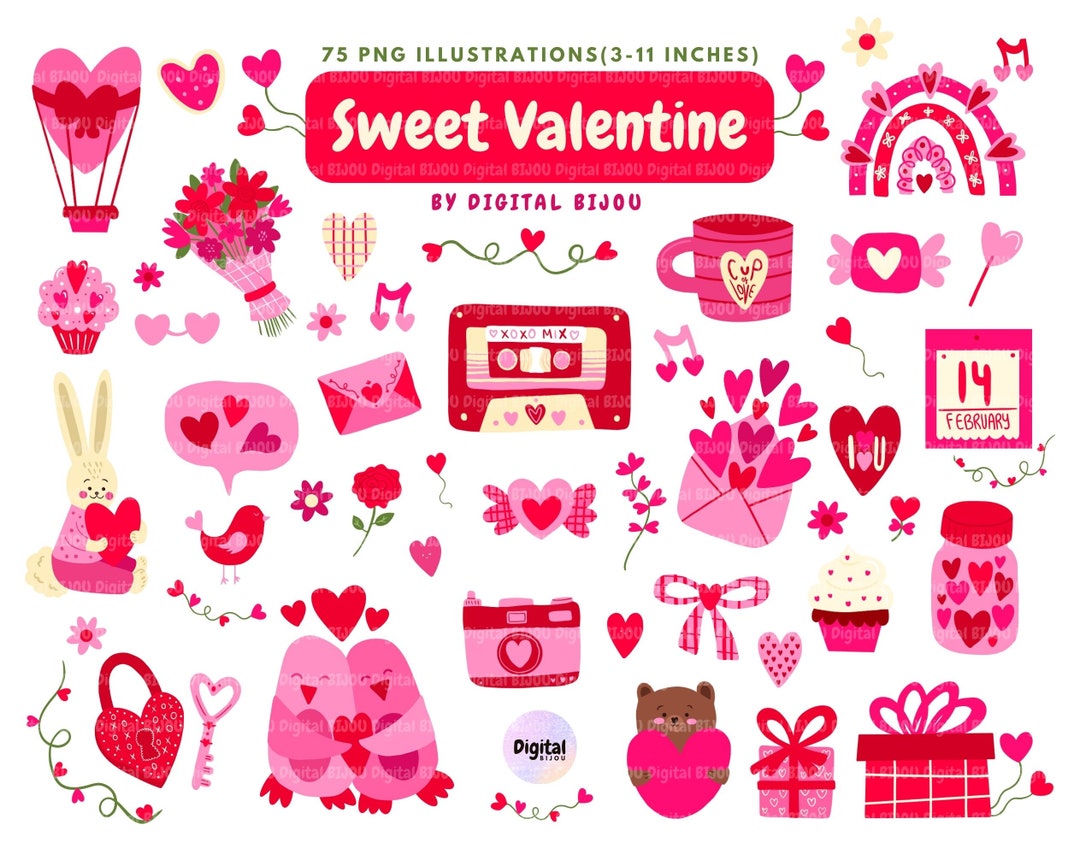 Valentine's Day Clipart- Sweet Valentine Graphics- Cute Valentine's ...