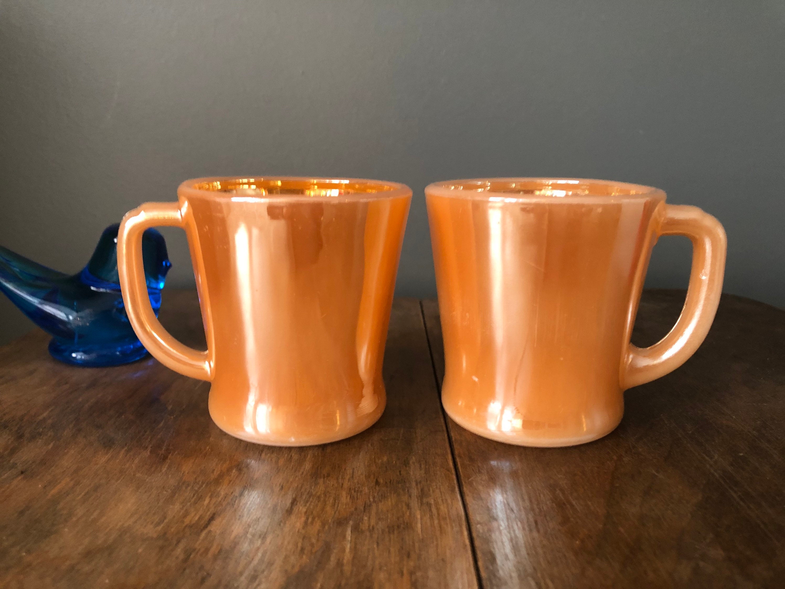Peach Lusterware Fire King Anchor Hocking Mug - Set of Two (2) - Etsy