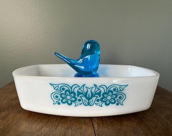 Federal Glass, Teal Tulip Loaf dish