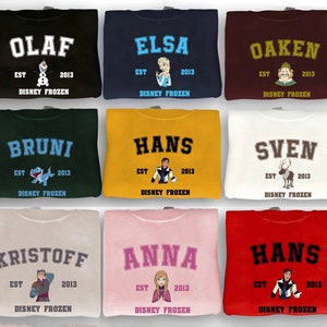 Personalized Disney Frozen Characters Group Shirt, Vintage Disney Frozen Sweatshirt, Elsa, Anna, Olaf, Kristoff, Hans, Oaken Disney Fan