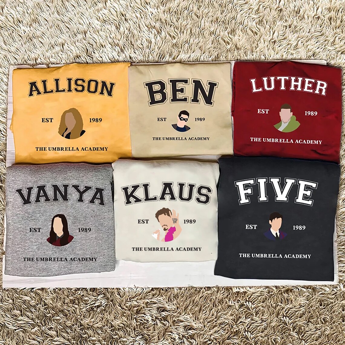 Vintage Umbrella Academy All Team Shirt Superhero Children Etsy