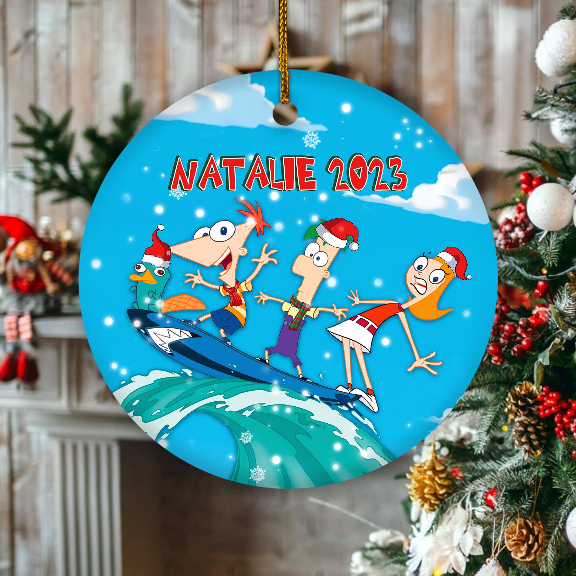 Phineas and ferb christmas ornament Clearance