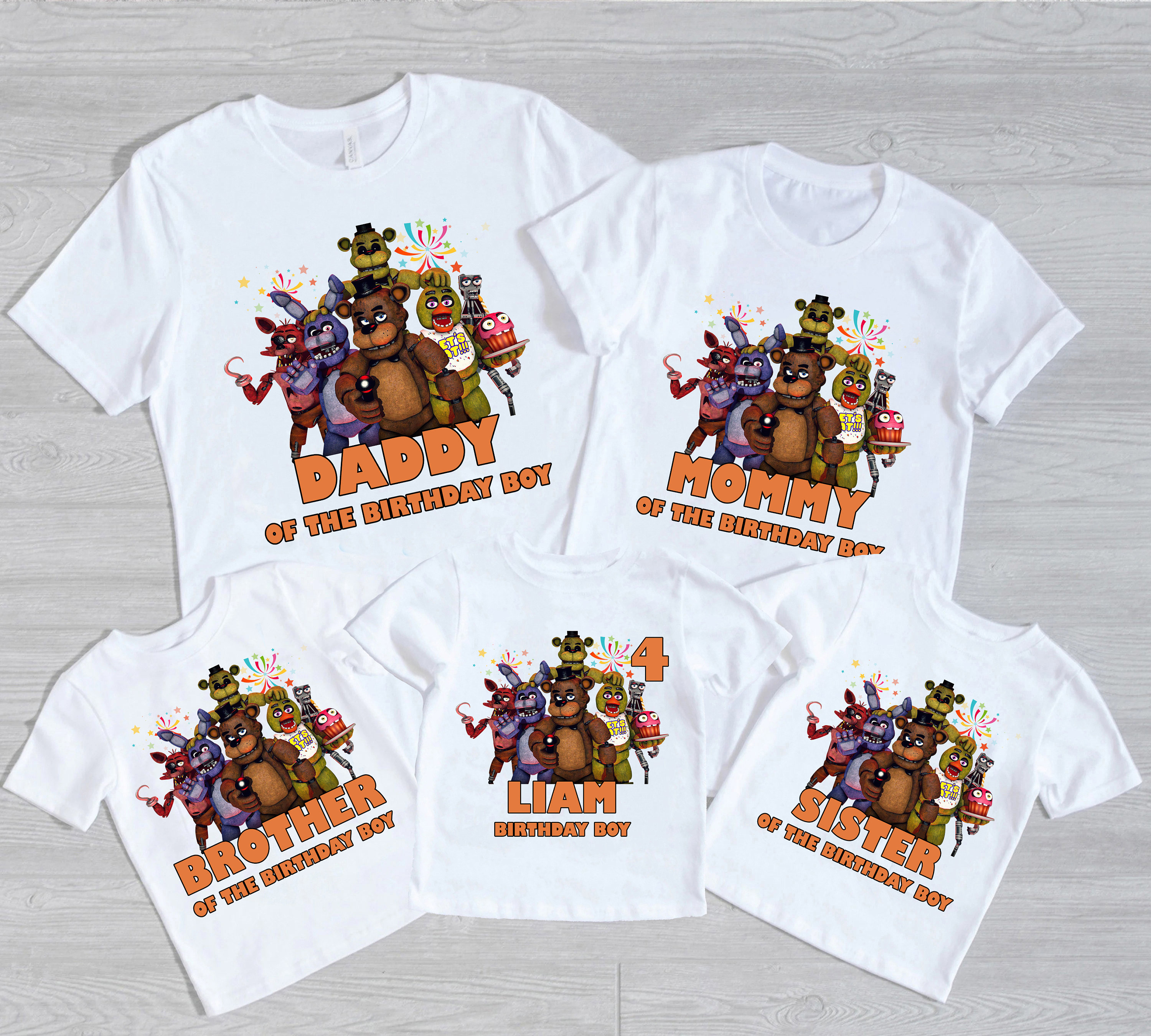 Personalized Five Nights at Freddy's Birthday Shirt Youth Toddler and Adult Sizes Available White Youth Medium