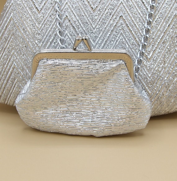 1960s vintage metallic lurex handbag and matching… - image 3