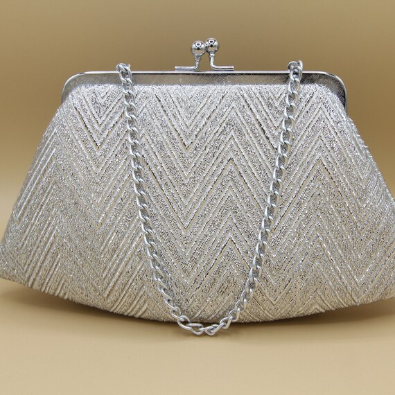 1960s vintage metallic lurex handbag and matching… - image 2