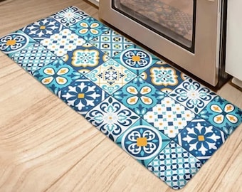 Alfombra de cocina decorativa lavable con base antideslizante