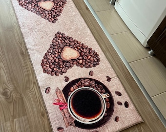 Alfombra de cocina tipo café antideslizante y lavable