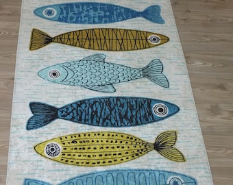 Non Slip Washable Fish  Kitchen Rug Runner Carpet Mat