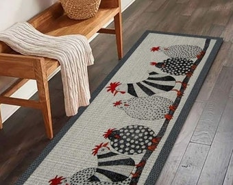 Chickens Themed Kitchen Rug - Machine Washable Kitchen Mat - Decorative Kitchen Rug - Soft Non-Slip Kitchen Rug