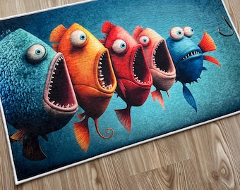 Alfombra de cocina antideslizante lavable con forma de pez