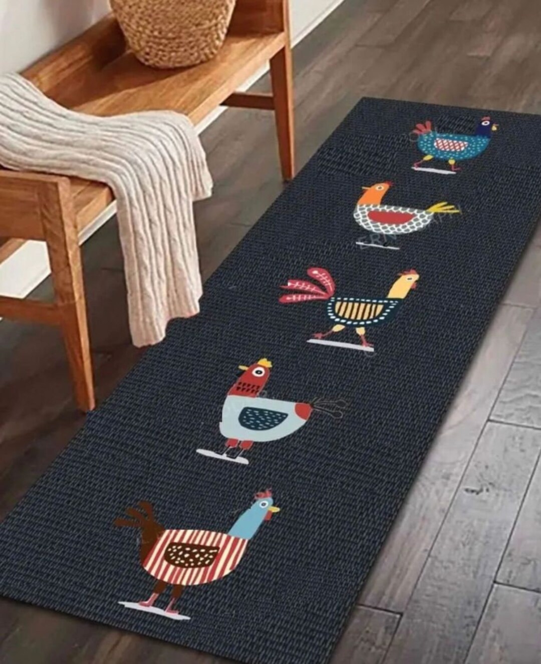 Chickens Themed Kitchen Rug Machine Washable Kitchen Mat Decorative