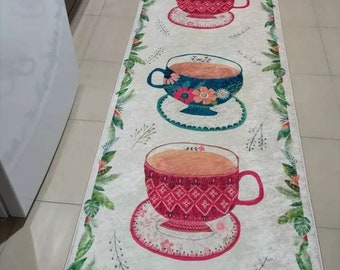 Antideslizante Lavable tipos de café Alfombra de cocina Alfombra de corredor