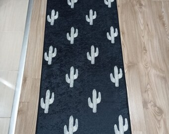 Alfombra de cocina decorativa lavable antideslizante con base de cactus