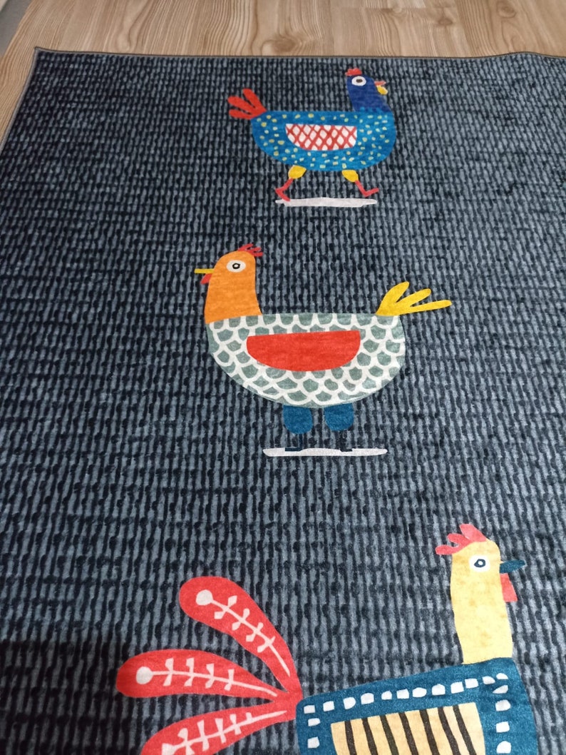 Chickens Themed Kitchen Rug - Machine Washable Kitchen Mat - Decorative ...