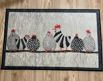 Alfombra de cocina con temática de pollos, alfombra de cocina lavable a máquina, alfombra de cocina decorativa, alfombra de cocina suave antideslizante