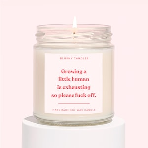 New Mum To Be Gifts | Funny New Mum Candle For Her | Candles For Mums To Be | Growing Tiny Human Is Exhausting Candle